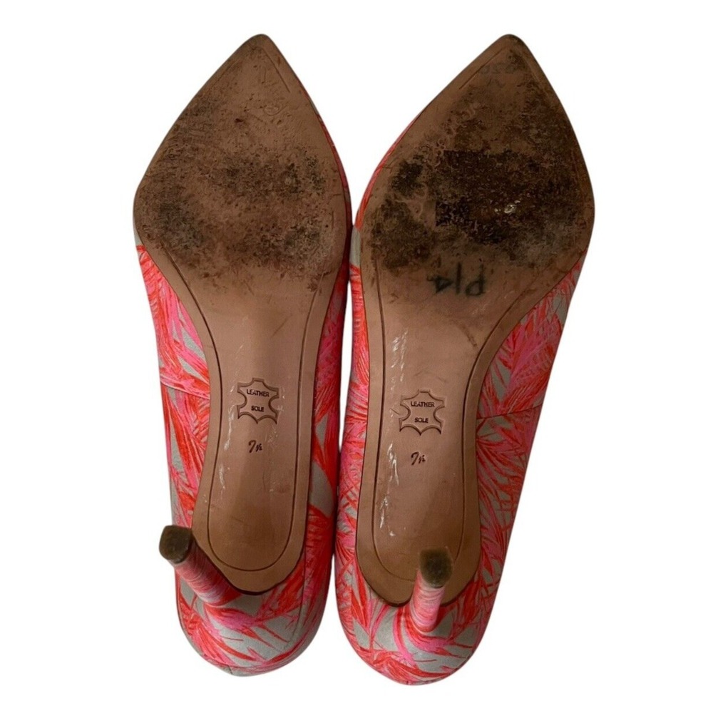 Sam Edelman Shoes Size 7.5 Hazel Pumps Heel Pointed Toe Hot Coral Pink Tropical - Picture 7 of 11